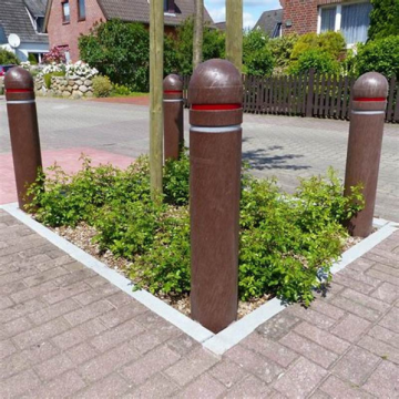 Composiet parkeerpaal bruin met bolle kop zonder reflectie omgeving