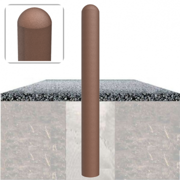 Composiet parkeerpaal bruin met bolle kop zonder reflectie in fundering