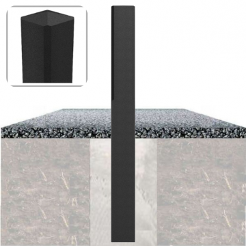 Composiet parkeerpaal zwart met diamantkop en zonder reflectie in fundering