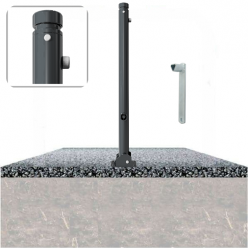 Decoratief neerklapbare parkeerpaal Ø60 met vlakke kop en driekantslot op fundering