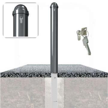 Decoratief uitneembare parkeerpaal Ø102 met helmkop en cilinderslot in fundering