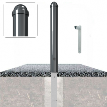 Decoratief uitneembare parkeerpaal Ø102 met helmkop en driekantslot in fundering