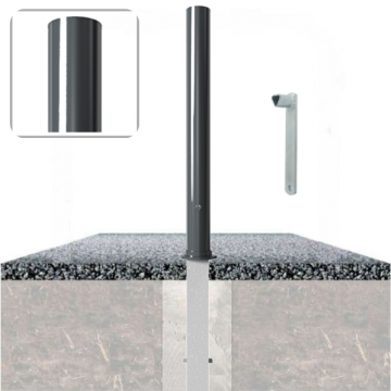 Decoratief uitneembare parkeerpaal Ø102 met vlakke kop en driekantslot in fundering