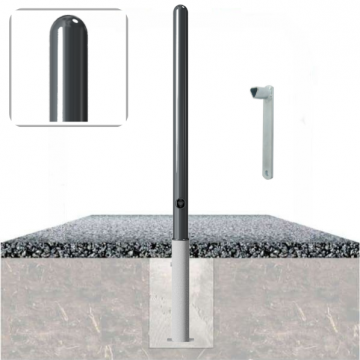 Decoratief uitneembare parkeerpaal Ø60 met kogelkop en driekantslot in fundering
