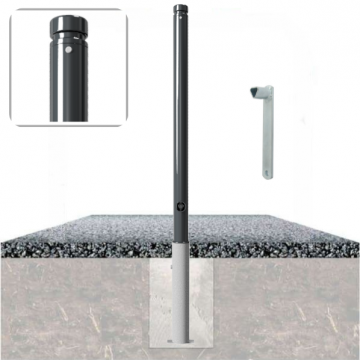 Decoratief uitneembare parkeerpaal Ø60 met vlakke kop en driekantslot in fundering