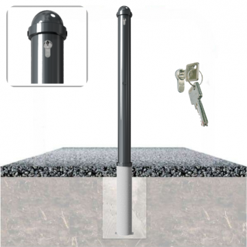Decoratief uitneembare parkeerpaal Ø76 met helmkop en cilinderslot in fundering
