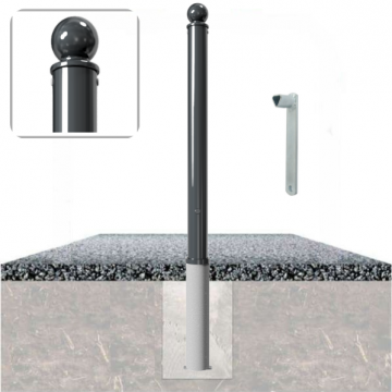 Decoratief uitneembare parkeerpaal Ø76 met bolkop en driekantslot in fundering
