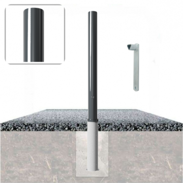 Decoratief uitneembare parkeerpaal Ø76 met vlakke kop en driekantslot in fundering