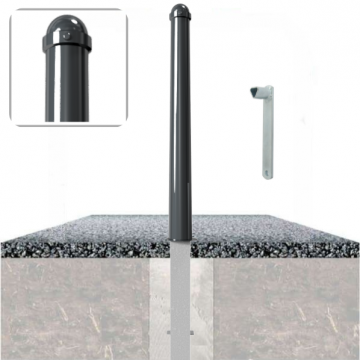Decoratief uitneembare parkeerpaal Ø82 met kranskop en driekantslot in fundering