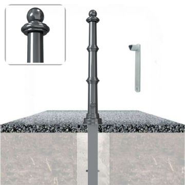 Decoratief uitneembare parkeerpaal Ø82 met ringen en driekantslot in fundering
