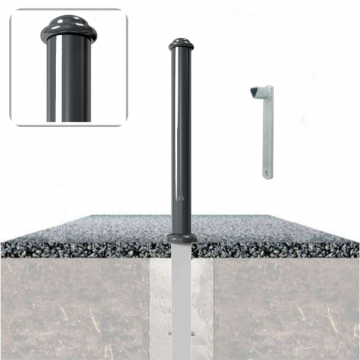 Decoratief uitneembare parkeerpaal Ø82 met ringkop en driekantslot in fundering