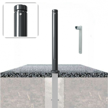 Decoratief uitneembare parkeerpaal Ø82 met vlakke kop en driekantslot in fundering