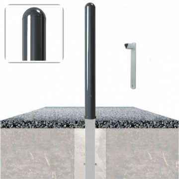 Decoratief uitneembare parkeerpaal Ø89 met puntkop en driekantslot in fundering