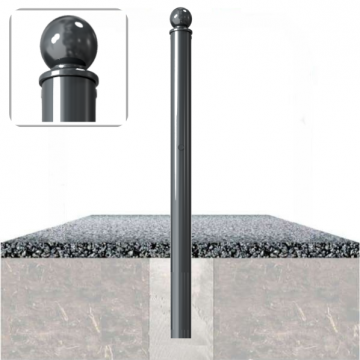 Decoratief vaste parkeerpaal Ø76 met bolkop om te betonneren in fundering