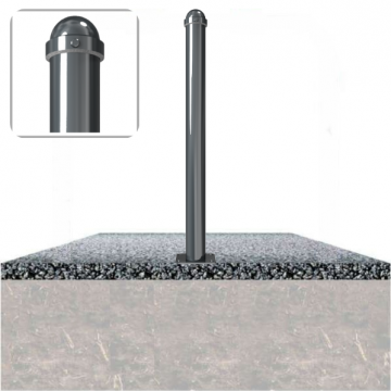Decoratief vaste parkeerpaal Ø76 met helmkop en voetplaat verankering op fundering