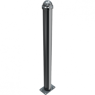 Decoratief vaste parkeerpaal Ø76 met helmkop en voetplaat verankering