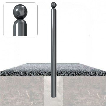 Decoratief vaste parkeerpaal Ø76 met kogelkop om te betonneren in fundering