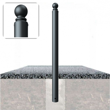 Decoratief vaste parkeerpaal Ø82 met bolkop om te betonneren in fundering
