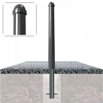 Decoratief vaste parkeerpaal Ø82 met kranskop om te betonneren in fundering