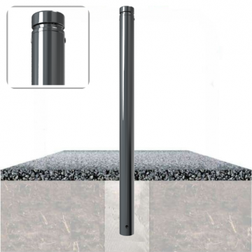 Decoratief vaste parkeerpaal Ø82 met vlakke kop om te betonneren in fundering