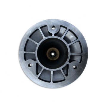 Detail voetflens kunststof flexibele parkeerpaal zwart geel reflecterend 1