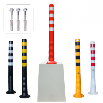 Flexibele parkeerpaal met betonvoet Ø80 mm in diverse hoogtes en diverse kleuren