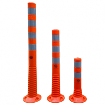 Flexibele parkeerpalen oranje en wit reflecterende banen