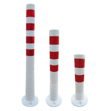 Flexibele parkeerpalen wit en rood reflecterende banen