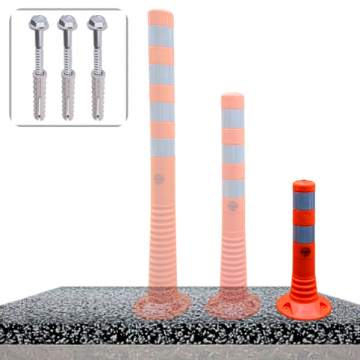 Kunststof flexibele parkeerpaal Ø80 mm x h45 cm oranje en wit reflecterend