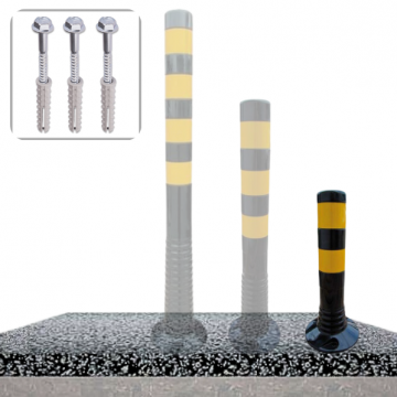 Kunststof flexibele parkeerpaal Ø80 mm x h45 cm zwart geel reflecterend op fundering