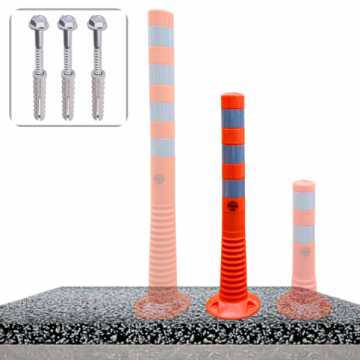 Kunststof flexibele parkeerpaal Ø80 mm x h75 cm oranje en wit reflecterend