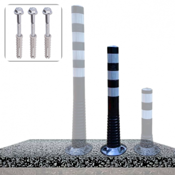 Kunststof flexibele parkeerpaal Ø80 mm x h75 cm zwart en wit reflecterend op fundering