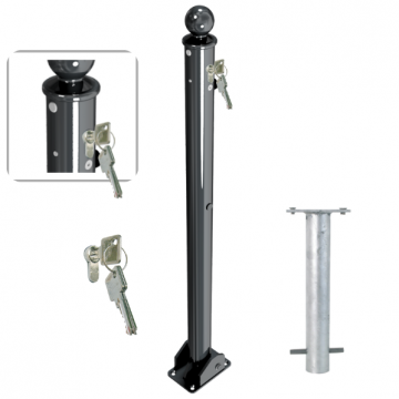 Neerklapbare parkeerpaal 60 mm met bolvormige kop en cilinderslot