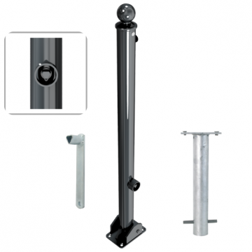 Neerklapbare parkeerpaal 60 mm met bolvormige kop en driekantslot