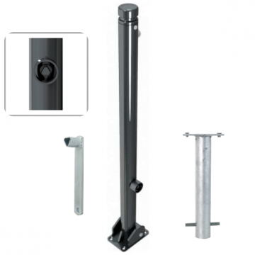 Neerklapbare parkeerpaal 60 mm met vlakke kop en driekantslot