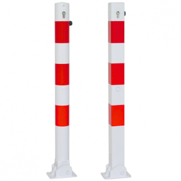 Neerklapbare parkeerpalen Ø60-76 en 70x70 mm met cilinderslot