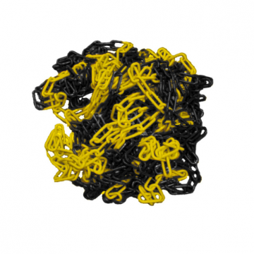 Parkeerpaal ketting Ø6 mm gelast staal geel en zwart per 10 meter