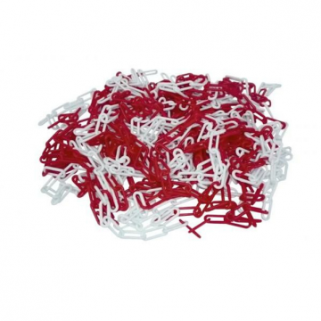 Parkeerpaal ketting Ø7 mm ongelast staal wit en rood per 10 meter