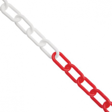 Parkeerpaal ketting Ø7 mm ongelast staal wit en rood