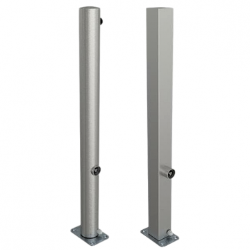 Rvs parkeerpalen Ø76 en 70x70 mm neerklapbaar met driekantslot