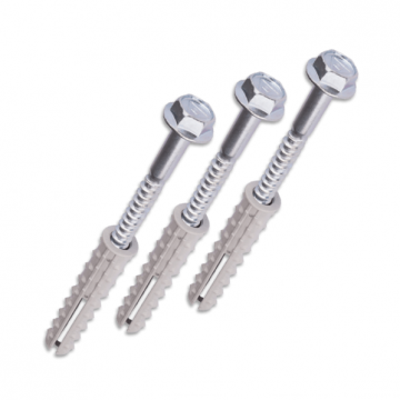 Set bevestigingsbouten en pluggen voor kunststof flexibele parkeerpalen