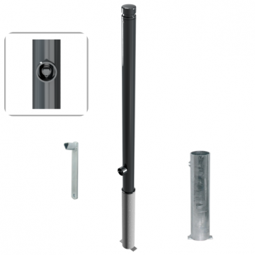 Uitneembare parkeerpaal 60 mm met vlakke kop en driekantslot