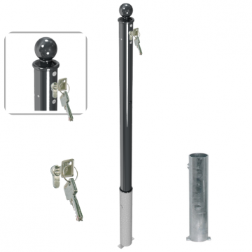 Uitneembare parkeerpaal 60 mm met bolvormige kop en cilinderslot