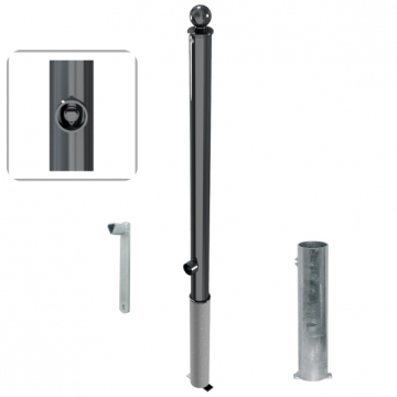 Uitneembare parkeerpaal 60 mm met bolvormige kop en driekantslot