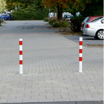 Uitneembare parkeerpaal 60 mm wit rood cilinderslot