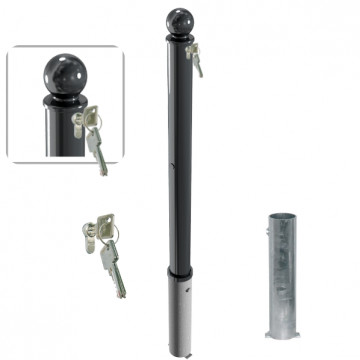 Uitneembare parkeerpaal 76 mm met bolvormige kop en cilinderslot