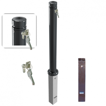 Uitneembare parkeerpaal 89 mm met vlakke kop en cilinderslot