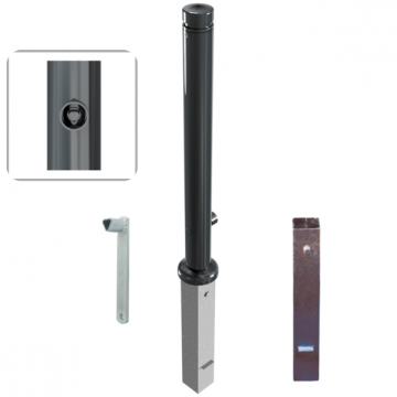 Uitneembare parkeerpaal 82 mm met vlakke kop en driekantslot