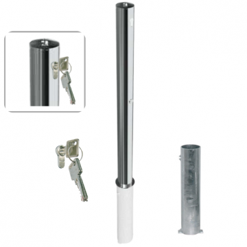 Uitneembare parkeerpaal rvs 60 mm cilinderslot