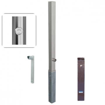 Uitneembare parkeerpaal rvs 70x70 mm met driekantslot